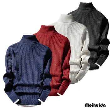 

Men Roll Turtle Neck Jumper Wool Blend Knitted Thermal Sweater Pullover Woolwork