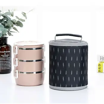 

Portable Cylindrical Lunch Bag Animal Print Thermal Insulated Lunch Box For Women Childrens Bags Tote Unisex Nylon Picnic Bags