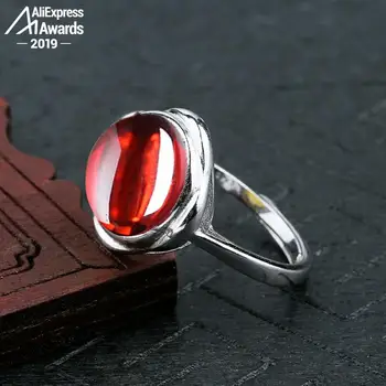 

10*10mm 6.18 Sale S925 Sterling Silver Australia Ruby Rings good taste Rings handicraft Gemstone Retro Chalcedony