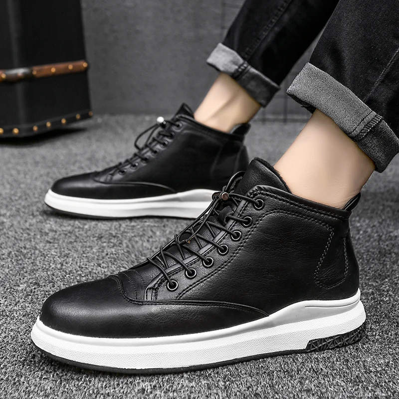 Winter Snow Boots Super Warm Genuine Natural Leather Handmade Men Winter Shoe 3#15/15D50