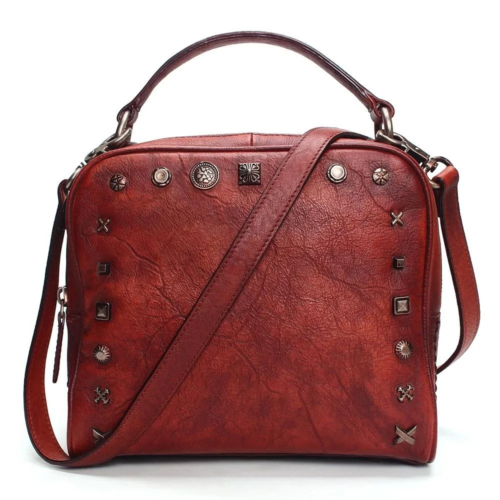 

Leather rivets women's bag hand-washing distressed fashion ladies pillow bag original retro style solid color personality bag