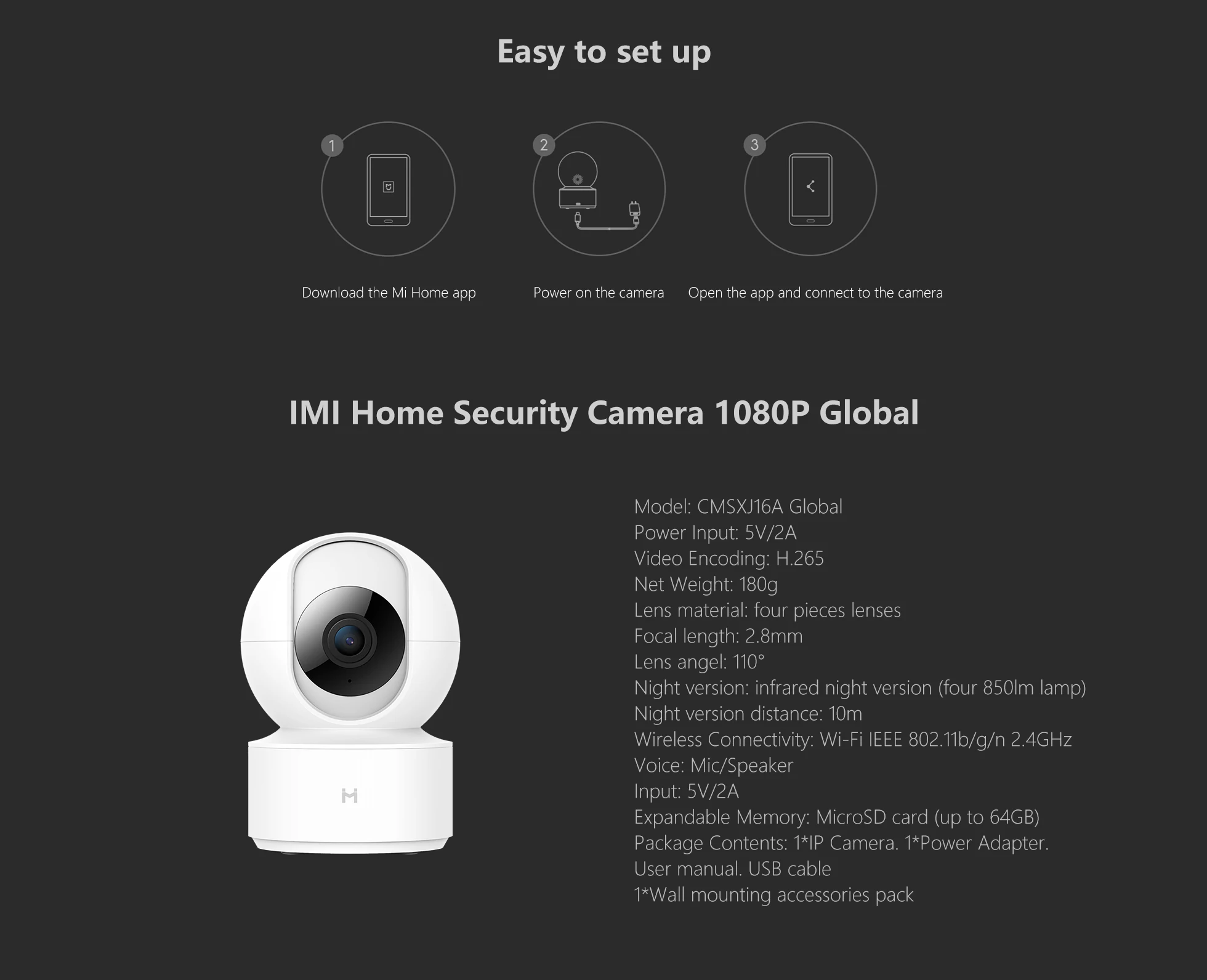 IMILAB, умный дом, Mijia1080P, беспроводная камера, ip-камера, wifi, Домашняя безопасность, детский монитор, CMOS, ночное видение, камера наблюдения