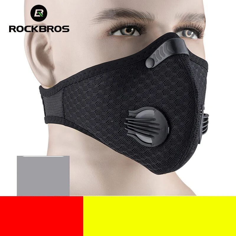 

ROCKBROS Cycling Mask KN95 Bike Active Carbon With Filter Dust Mask Breathing Valve Anti-Pollution Running Protective Face Mask