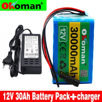 

12V 30Ah 3S12P 11.1V 12.6V Lithium Battery Pack for Inverter Xenon Lamp Solar Street Light Sightseeing Car Etc + charger