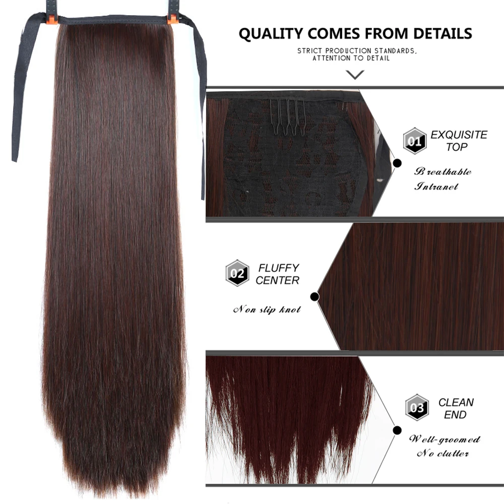 Xnaira Synthetic Fake Hair Pieces Afro Long Straight Drawstring Ponytail  Hair Bun Pony Tail Clip in Hair Ponytail Extensions