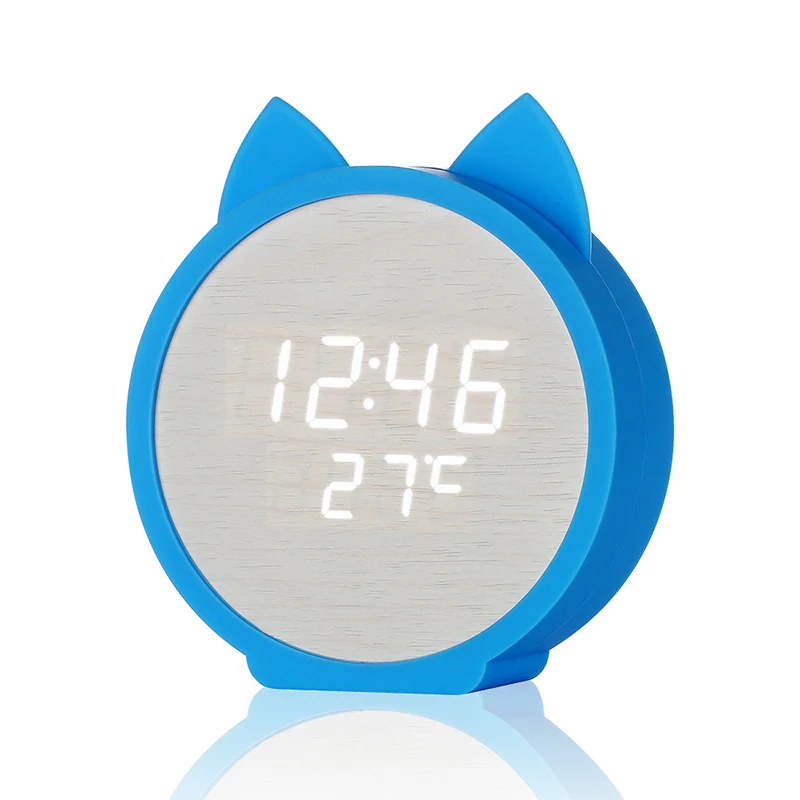QMJHVX цифровой будильник светодиодный Будильник Деревянный электронный дисплей Повтор времени температура Usb зарядка reveil enfant - Цвет: Alarm clock 2