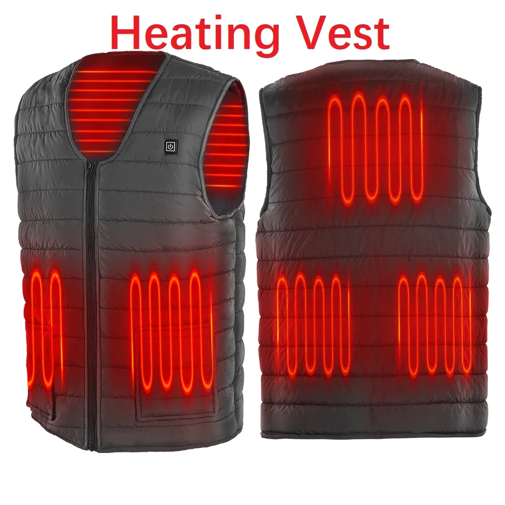 

5 Areas Heated Vest Men Electric Heating Vest Thermal Warm Heating Clothes Outdoor Fishing Hunting Vest Winter Usb Heated Jacket