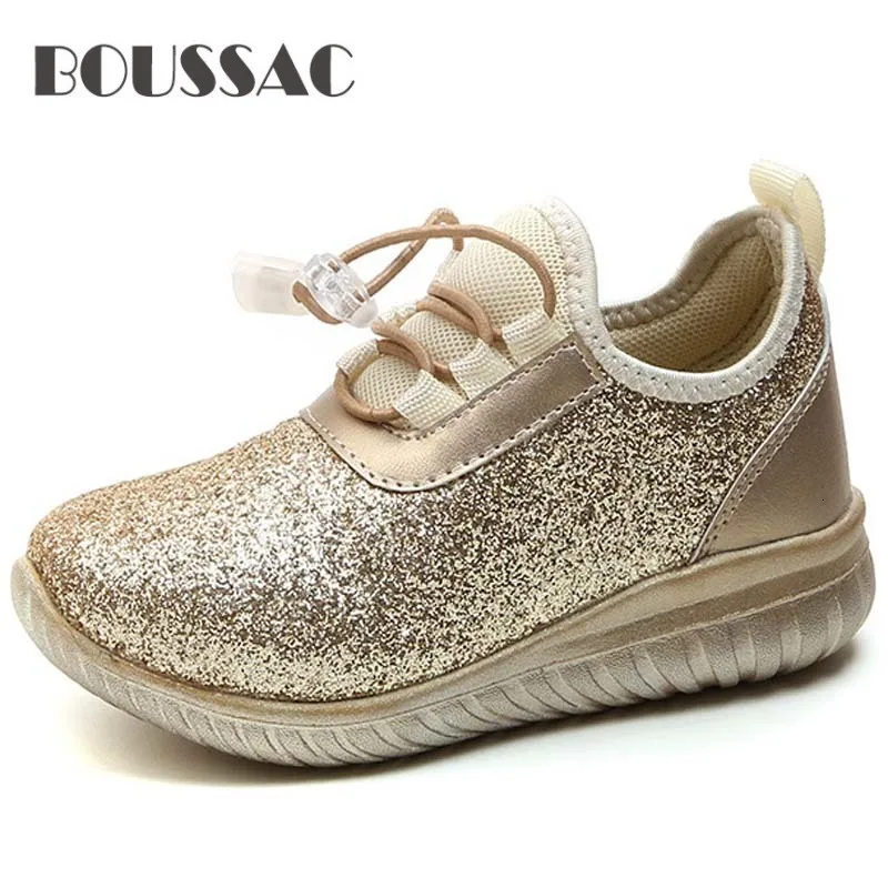 

BOUSSAC Children's Glett shoes Boys Sneakers EVA Sole Kids Sports baby Golden silver Shoes girls shoes for party and wedding