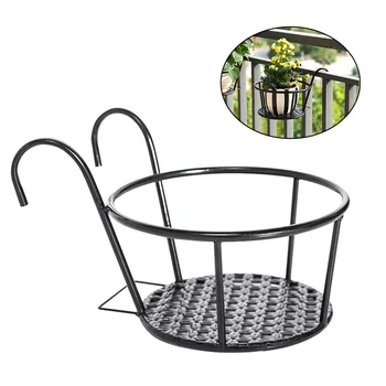 

Succulent Hanging Planter Pot Flowerpot Planter Geometric Iron Metal Stand Supporting Flowerpot Shelf (Black)
