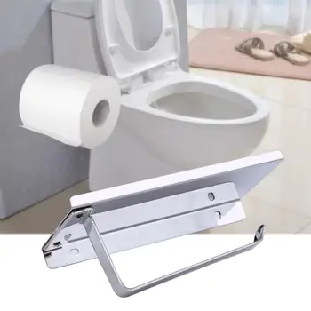 

Bathroom Toilet Roll Paper Holder Wall Mount Stainless Steel Bathroom WC Paper Phone Holder Tissue Boxes with Storage Shelf Rack