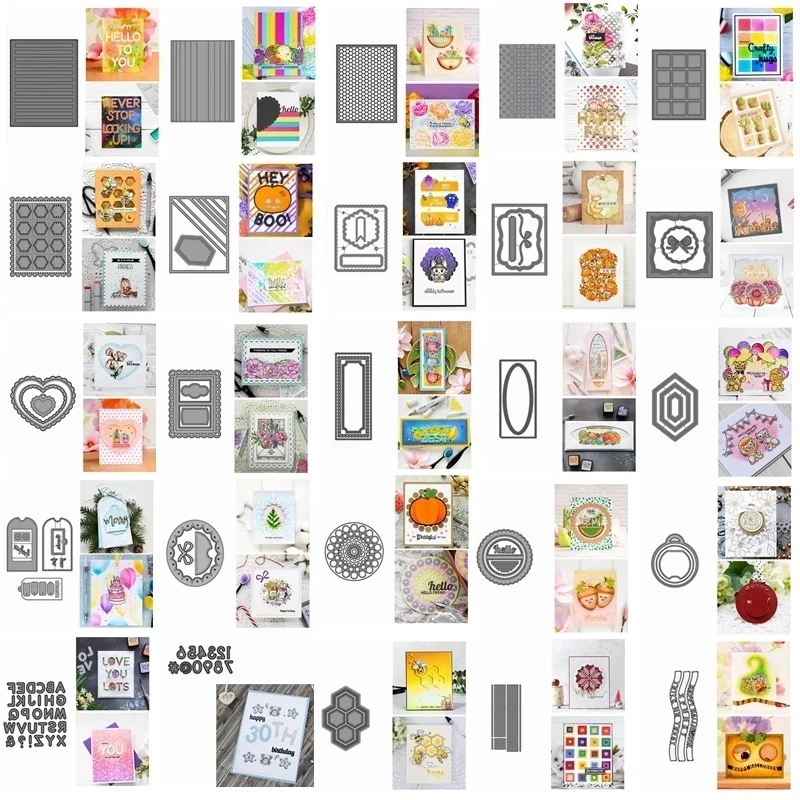 

Square Rectangle Circle Frame Alphabet Numbers Heart Cutting Dies DIY Scrapbook Card Album Make Crafts Stencil New Dies 2020