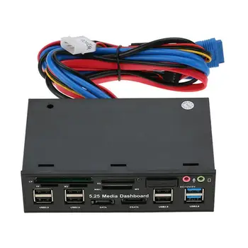 

USB3.0 Hub ESATA 5.25" Internal Card Reader PC Dashboard Media Front Panel