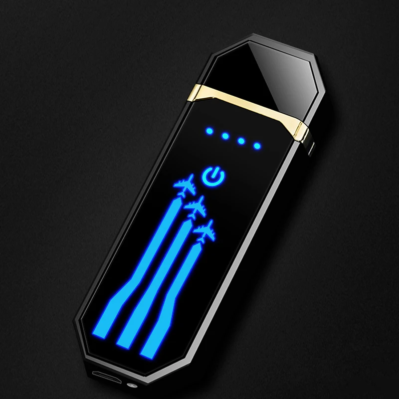 Высококлассная Индукционная зажигалка с отпечатком пальца, USB зарядка, ветрозащитная зажигалка, тонкая Вольфрамовая Зажигалка для курения, электронная зажигалка - Цвет: Fly