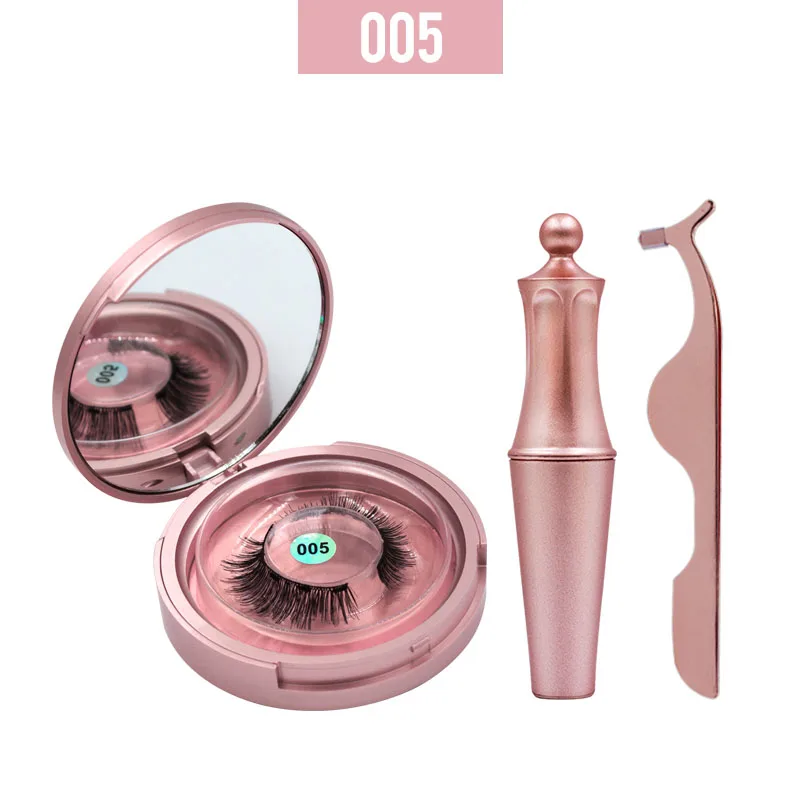 3pcs/set Ibcccndc Magnetic eyelashes with eyelash Tweezers Magnet Eyeliner Set free Glue Reusable Natural False Eyelashes IB009 - Color: 05