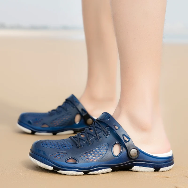 Мужская обувь; спортивные сандалии; летние шлепанцы; пляжные повседневные мужские шлепанцы из прозрачной резины; кроссовки; обувь из водонепроницаемого материала размера плюс