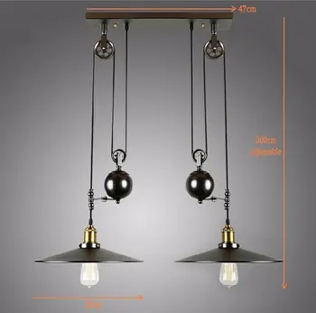 

2017 Vintage American Country Loft Edison Lifting Light Industrial Pulley Pendant Light Adjustable Lamp Bar Decor wheel Light