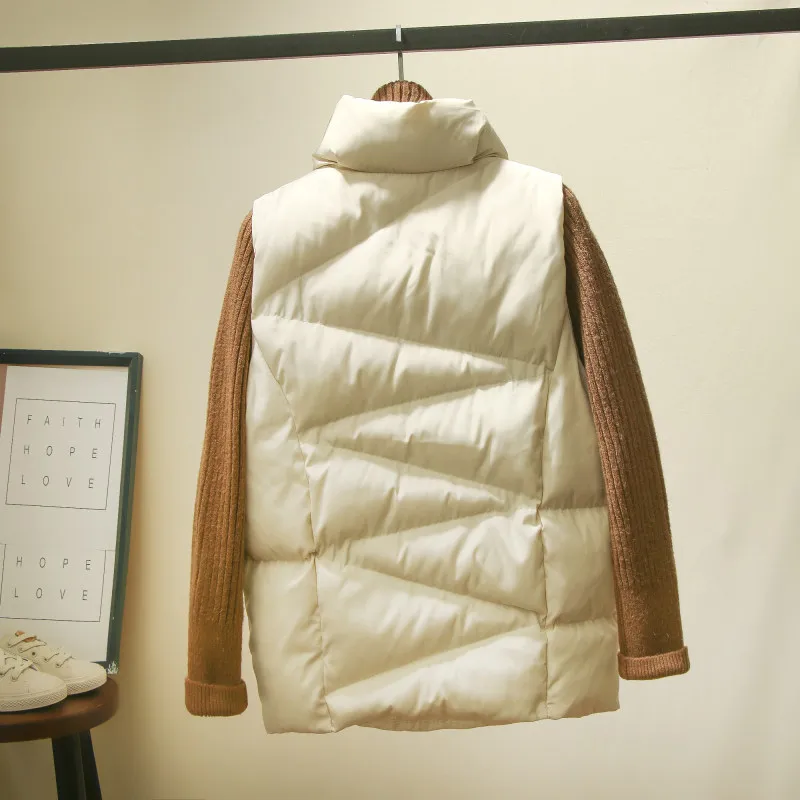 MUMUZI 2XL зимний жилет с хлопковой подкладкой для женщин v образным вырезом без