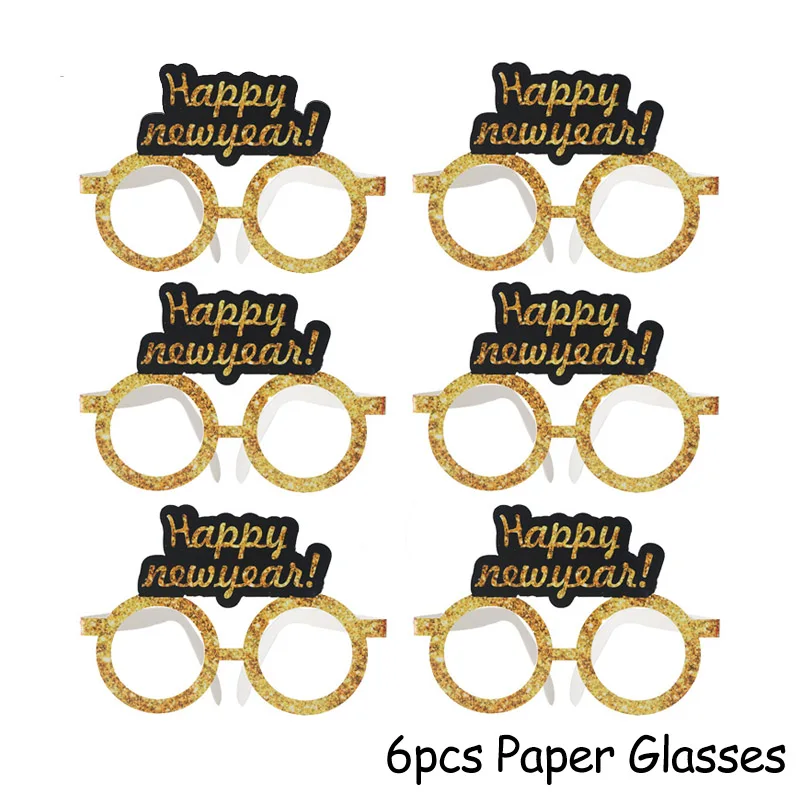 6pcs Paper Glasses Joy-Enlife рождественские украшения для дома новогодние вечерние украшения черный баннер фоторамка реквизит Navidad Nordica - Цвет: 6pcs Paper Glasses