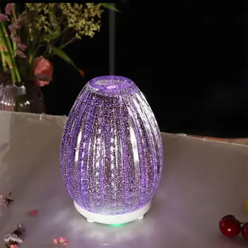 

100ml 3D Glass Vase Shape Aromatherapy Diffuser Ultrasonic Humidifier Essential Oil Mist Maker with LED Night Light