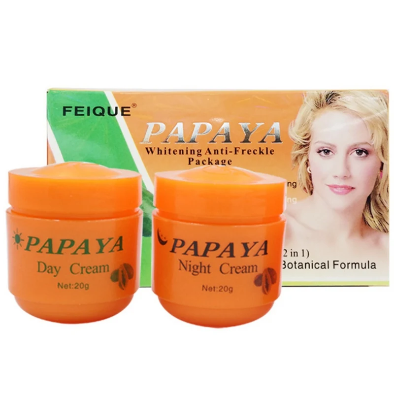 Papaya Whitening Day And Night Cream Anti Freckle Face Improve Dark Skin Refreshing 2pcs/set | Красота и здоровье