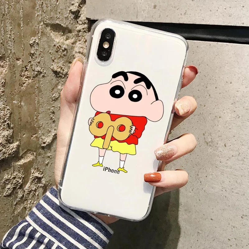 Японский с рисунками из мультфильма «курэён Син-тян»; мягкий силиконовый прозрачный чехол для телефона для iPhone X XR XS MAX 11pro 7 8 6splus 5S SE чехол-накладка