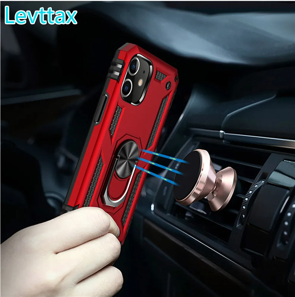 

100Pcs Shockproof Armor Holder 7colors Case For iPhone 12 11 Pro Max Mini XS Max XR 8 7 6 Plus SE2 Magnetic Ring Holder Cover