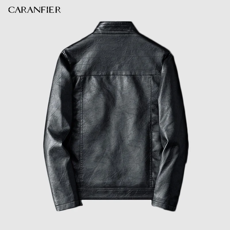 Мужская кожаная куртка CARANFIER модная мотоциклетная в стиле панк из искусственной