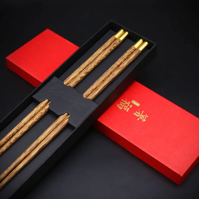 

2 Pairs Gift BOX Household High-grade chopstick Natural Wood Couples Wooden Mahogany Reusable Tableware Sushi Chopsticks Gifts
