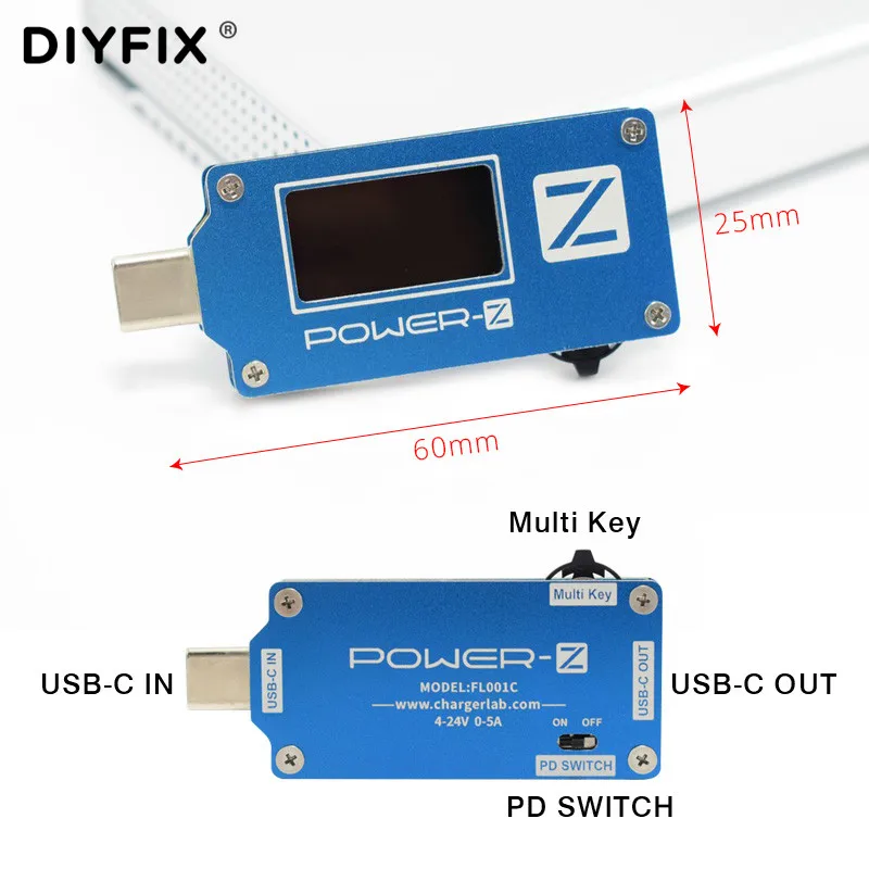 ChargerLAB power-Z usb type-C PD QC 2,0 3,0 тестер FL001C напряжение тока вольт метр USB PD банк питания детектор конвертер
