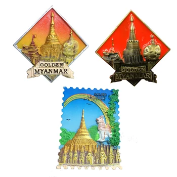 

Myanmar Travel Souvenir Magnetic Refrigerator Stickers Home Decoration Fridge Magnets Myanmar kyaikto Golden Tower of Yangon