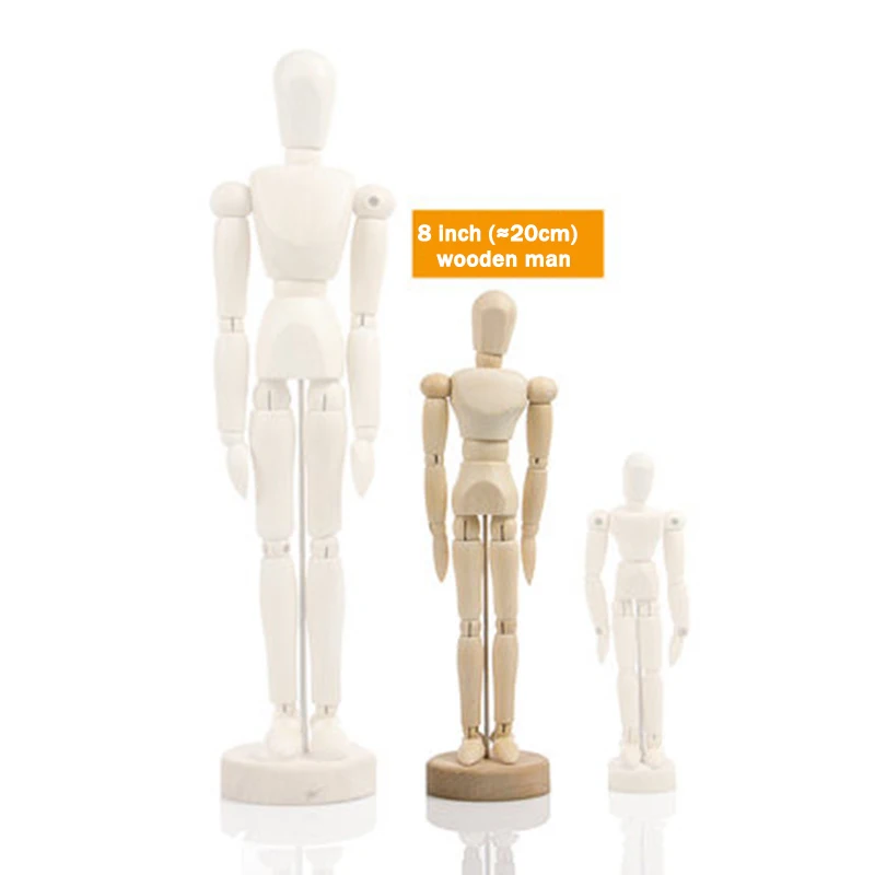 Wood-Man-8in-20cm Манекен кукол фигурку дерево человек манекен фигурки 4,33/5,5/6/8/12/16 дюймов Поворотный Шарнир модельный орнамент домашний декор - Цвет: Wood-Man-8in-20cm