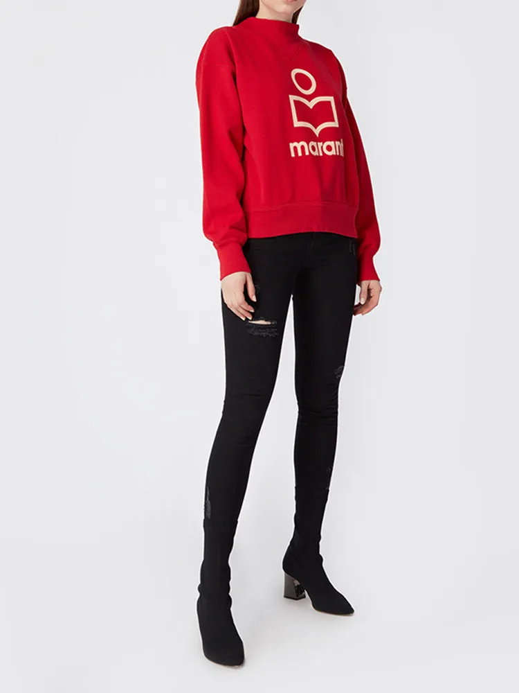 

Letter Print Loose Embroidery Long Sleeve Women Sweatshirt Autumn Clothes Ladies Pullovers