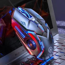 Computador mouse gamer ergonômico jogo com fio usb mause 5500 dpi ratos silenciosos com luz de fundo led 6 botão para computador portátil