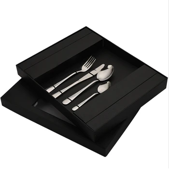 

24Pcs Stainless Steel Western Cutlery Titanium Plated Patterned Steak Knife Fork Spoon Gift Tableware Set Gift Box Set
