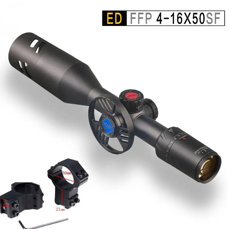 Высокое качество Дискавери ED 4-16X50SF FFP охотничий прицел первая фокальная плоскость прицел оптика прицелы для наружной съемки - Color: high 11mm mount