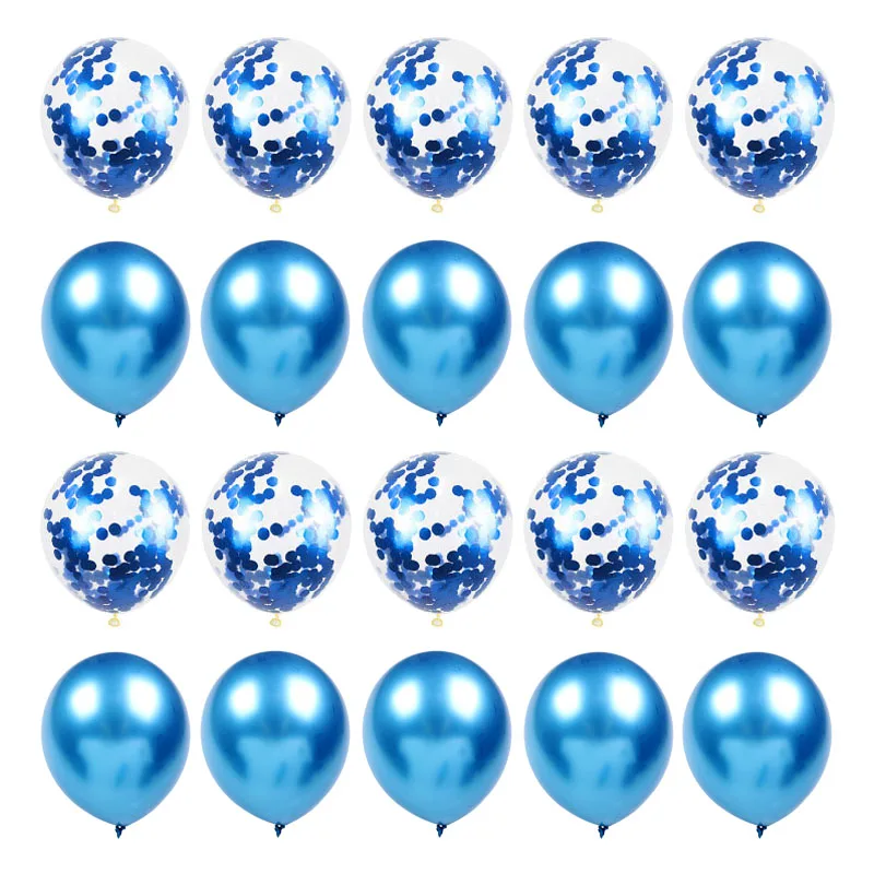 20pcs blue set 20 шт./лот 12 дюймов латексные шары и цветные Конфетти День Рождения украшения микс Роза свадебное украшение баллон гелия - Цвет: 20pcs blue set