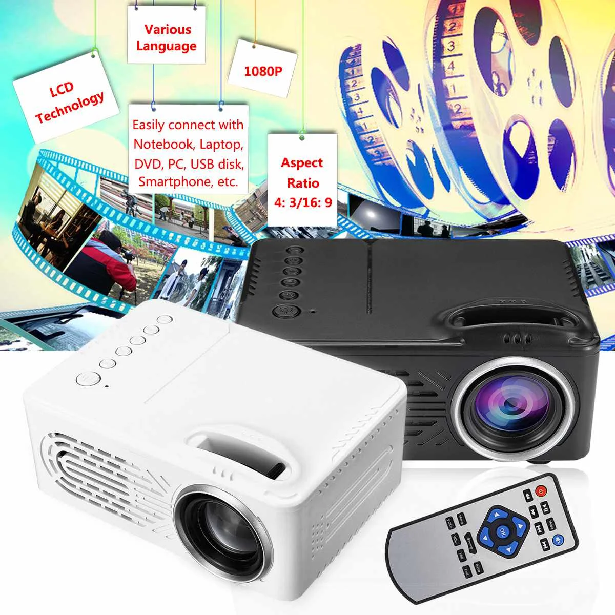 Портативный домашний 1080P HD проектор USB светодиодный проектор Beamer системы медиаплеер кинотеатр USB tv 3D