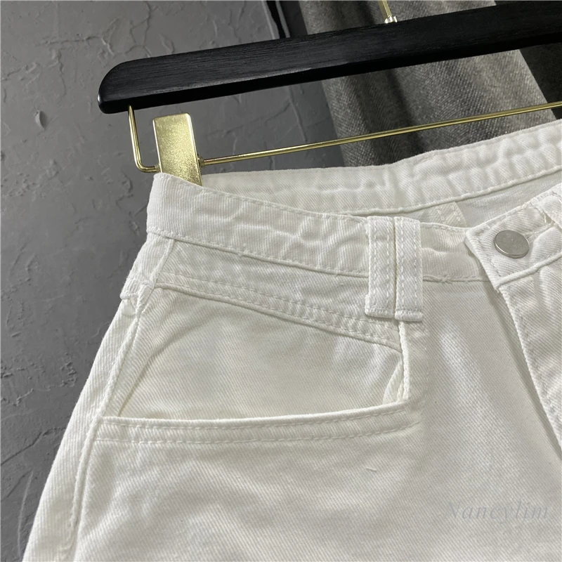 Pantaloncini di jeans bianchi donna nuovi pantaloni a vita alta con frange  strappate a vita alta 2021 estate allentata a gamba larga stile coreano  corto Femme|Jeans| - AliExpress