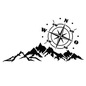 

56x30CM Car Sticker Compass Navigation Mountain Vinyl Decal Waterproof
