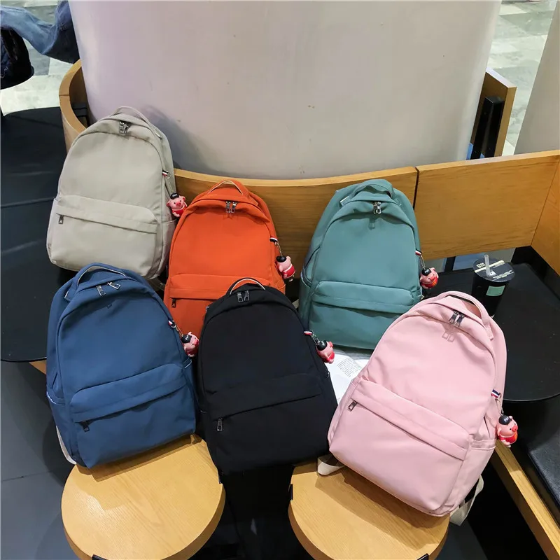 

Xiulong Backpack Summer New Style Fashion Casual Nylon Solid Color Students Backpack Outdoor Bag Pendant