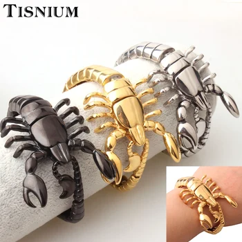 

Tisnium Fashion Men's Bracelet Goth Halloween Friends Gifts Scorpion Shape Design High Quality Stainless Steel Jewelry Wholesale