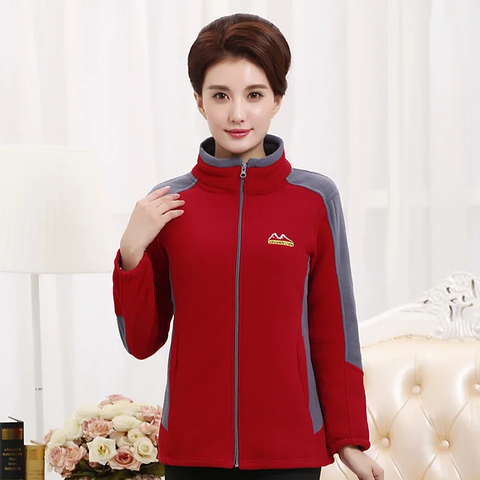 Открытый флис женщин среднего возраста теплый Горный Альпинизм спортивный женский кардиган флис толстый пальто женщин среднего возраста Wo