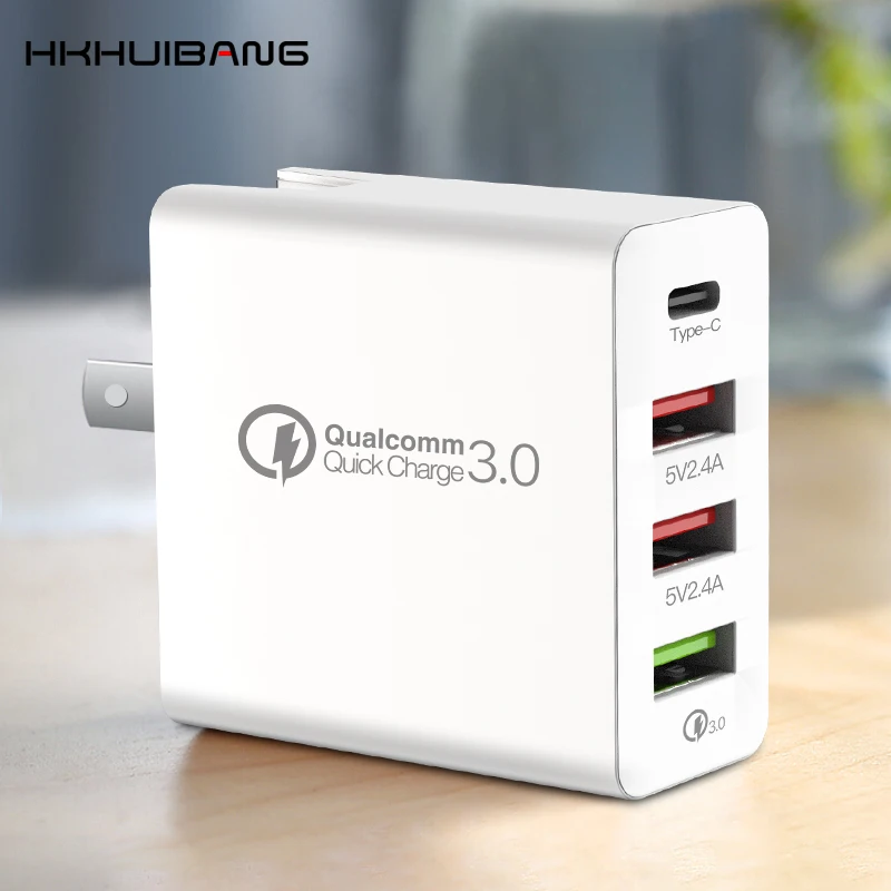 

48W Quick Charge QC4.0 QC3.0 Type C USB Charger Adapter For iPhone Xiaomi Huawei Samsung S10 Fast Charging Mobile USB C Charger