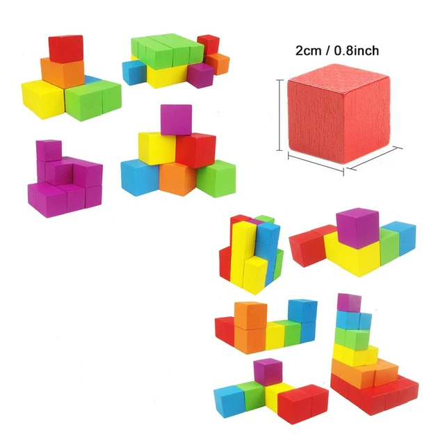 30/50PCS 2CM Wooden Cubes Building Block Toys For Children Montessori Color Shape Cognize Learning Educational Toys Baby Block 5