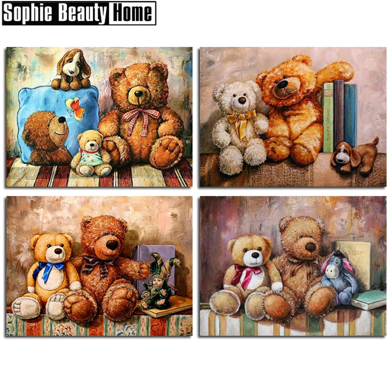 

Diy 5D Diamond Painting Cross Stitch Cartoon Dolls Bear Diamond Embroidery Pattern Full Drill Mosaic Home Decor Art 19B008