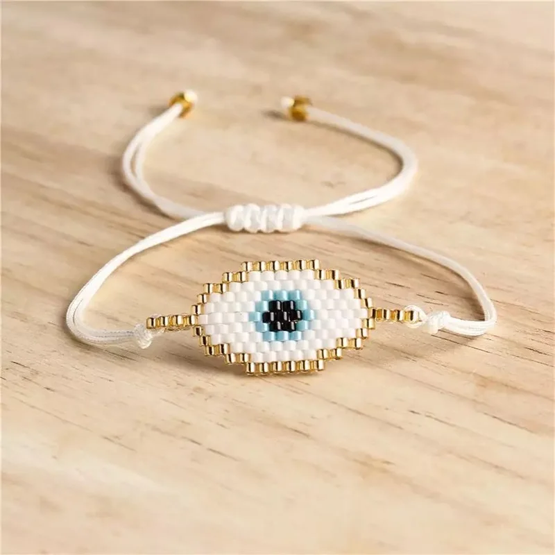 

MIYUKI Eye Bracelet Boho Jewelry Pulseras Mujer Turkish Evil Eye Bracelets Perles Women Bileklik Gold Plastic Beads