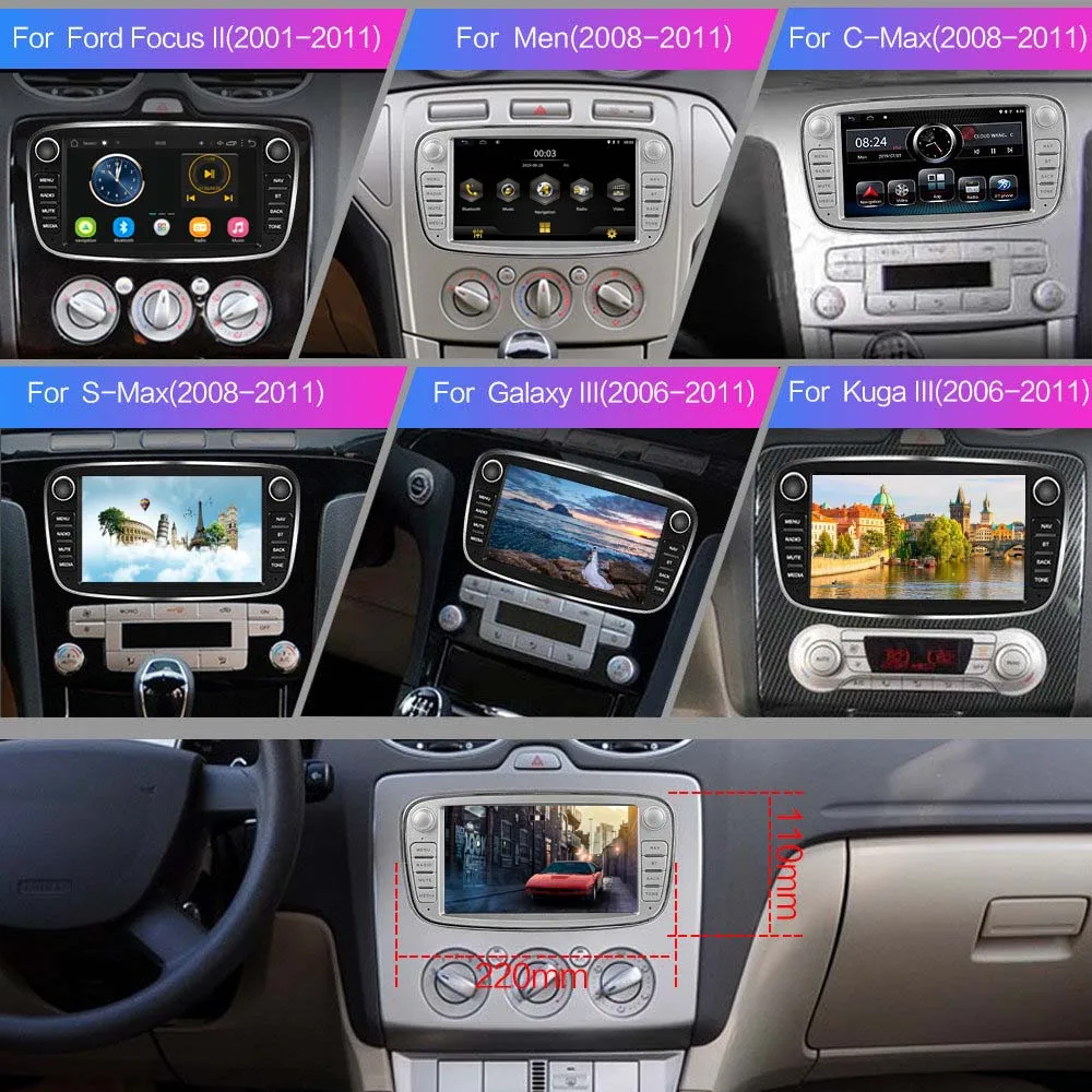 2 Din 7 ''Android для Ford Focus 2 S-Max Mondeo MK4 Galaxy C-Max стерео автомагнитолы gps навигация автомобильный android мультимедийный плеер