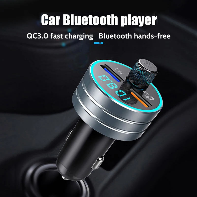 Двойной зарядное устройство usb автомобильный Buletooth Handsfree Kit fm-передатчик Mp3 Bluetooth плеер с музыкой ритм огни 3.0A Быстрая зарядка