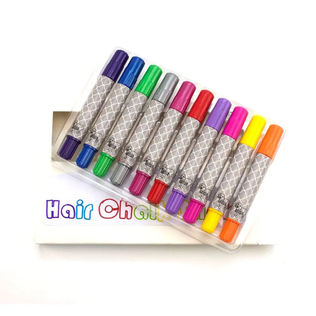 

12 Color Temporary Hair Chalk Pens Crayon Salon Washable Hair Color Dye Face Kit Safe For Makeup Party Christmas Gift For Kids