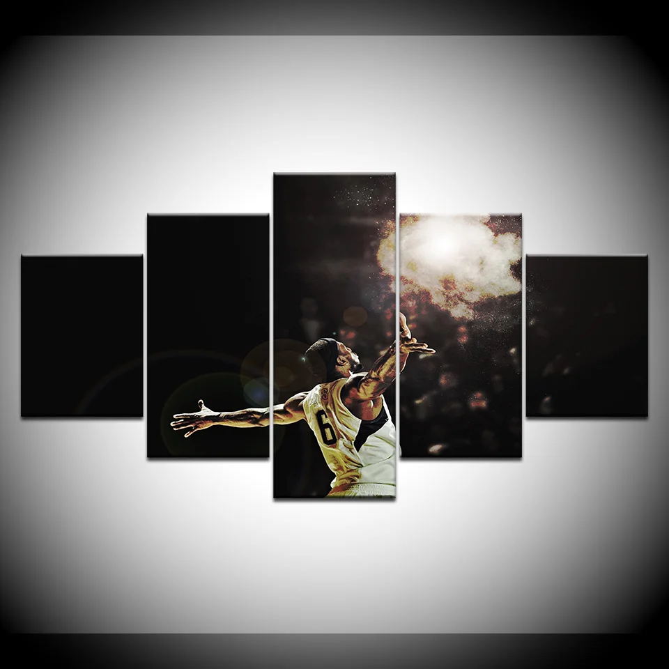 Картина на холсте HD печать 5 шт. Lebron плакат с Джеймсом Современный домашний декор